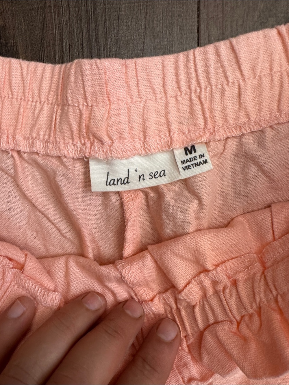 Tie-Waist Peach Bermuda Shorts 54% linen,46%rayon - Picture 2 of 11